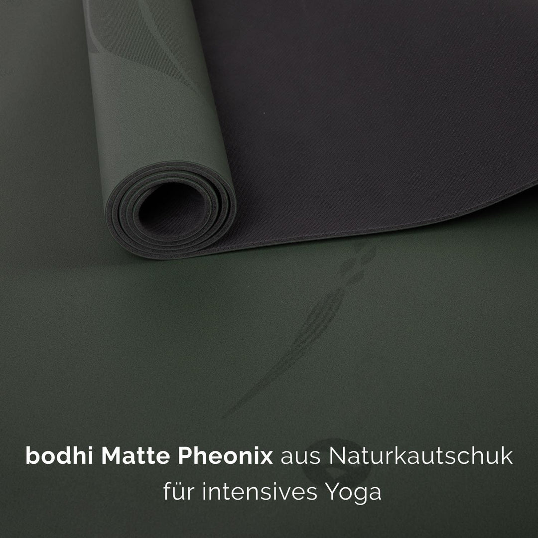 Bodhi Yogamatte Phoenix | Rutschfest & Schadstofffrei | Matte aus Naturkautschuk mit PU-Beschichtung