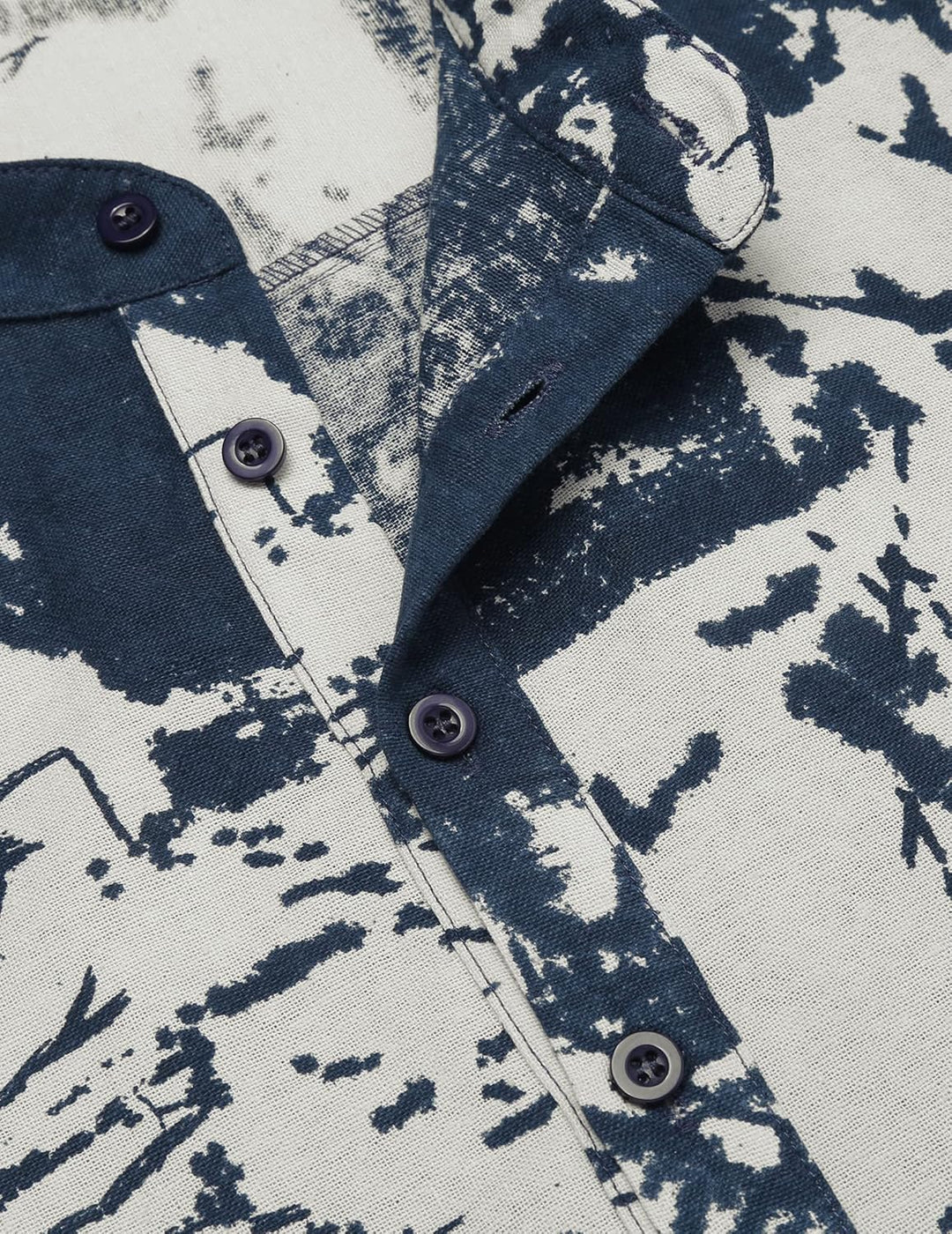 COOFANDY Hemd Herren Langarm Leinenhemd Baumwolle Henley Shirt Casual Regular Fit Sommerhemd S Navy