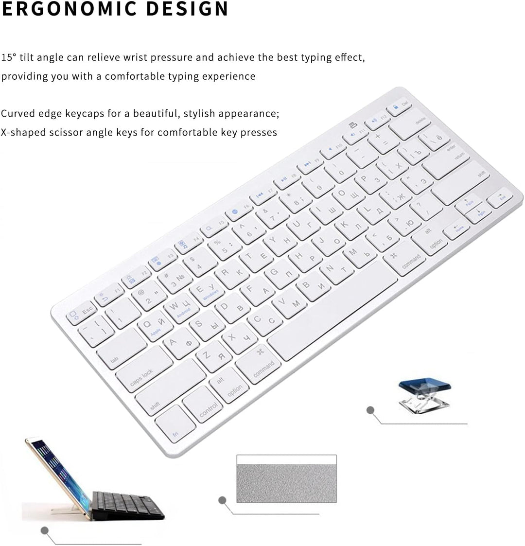 Russische Bluetooth-Tastatur, 78 Tasten Ultradünne schwebende Taste Russische drahtlose Tastatur für