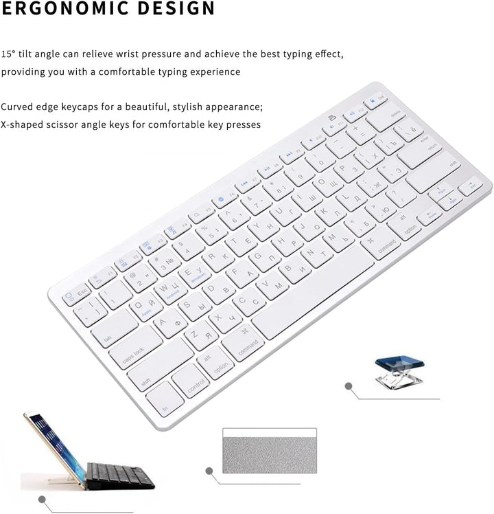 Russische Bluetooth-Tastatur, 78 Tasten Ultradünne schwebende Taste Russische drahtlose Tastatur für
