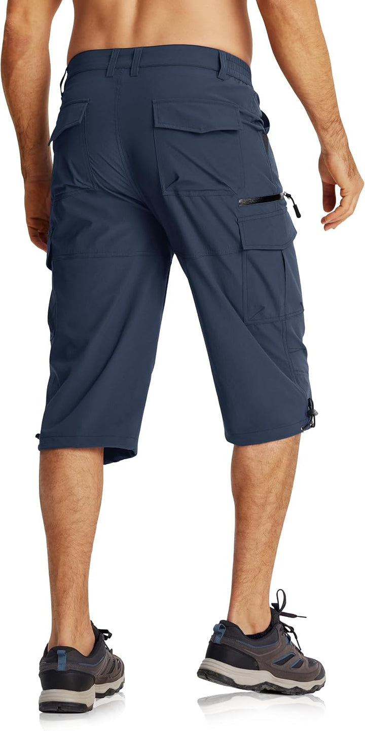 MAGCOMSEN Herren 3/4 Hose Schnelltrocknend Outdoor Shorts mit 7 Taschen Leicht Sommer Caprihose Atmu