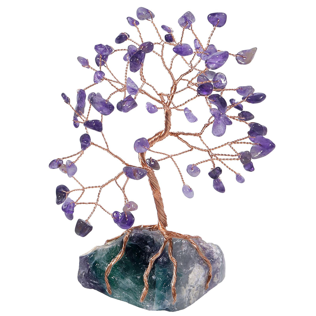 Nupuyai Kristall Edelstein Baum des Lebens Geldbaum Feng Shui Deko Glückbaum Wire Wrap Trommelsteine