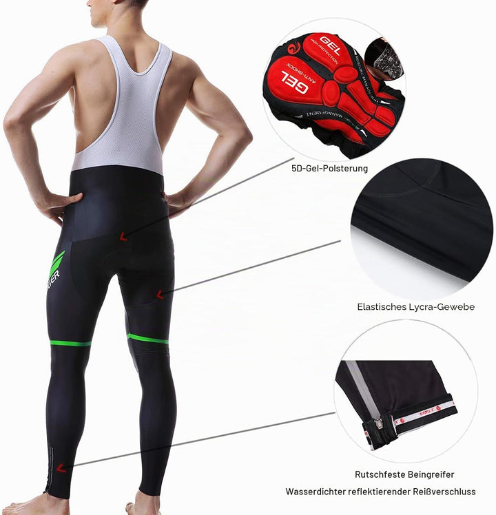 X-TIGER Herren Langarm Radtrikot Set Winter Radsportanzüge mit 5D Gel Gepolsterten Trägerhosen Herbs
