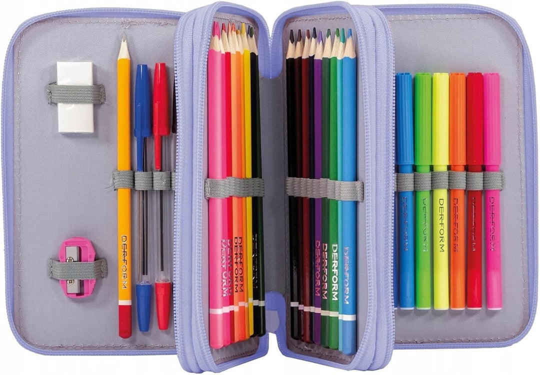 Goldkids - Federmäppchen 3 Fächer - Mäppchen für Mädchen und Jungen - Federmappe 3-Fach Federtasche