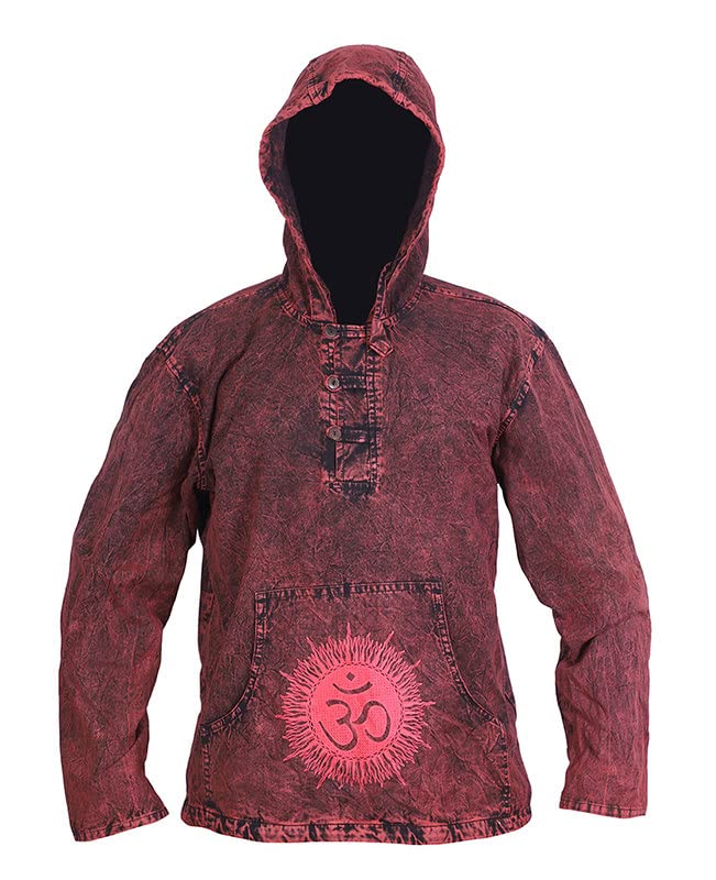 Ezhippie Leichtes Herren-Retro-Kapuzenshirt aus Baumwolle 3XL Kastanienbraun, 3XL Kastanienbraun