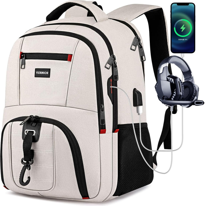 YIORMIOR Schulrucksack Jungen Mädchen Teenager Rucksack Herren Damen für 15,6 Zoll Laptop Rucksack A
