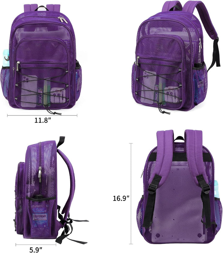 TINYAT Netz-Rucksack für Damen und Herren, strapazierfähig, durchsichtig, transparent, für Strand, R