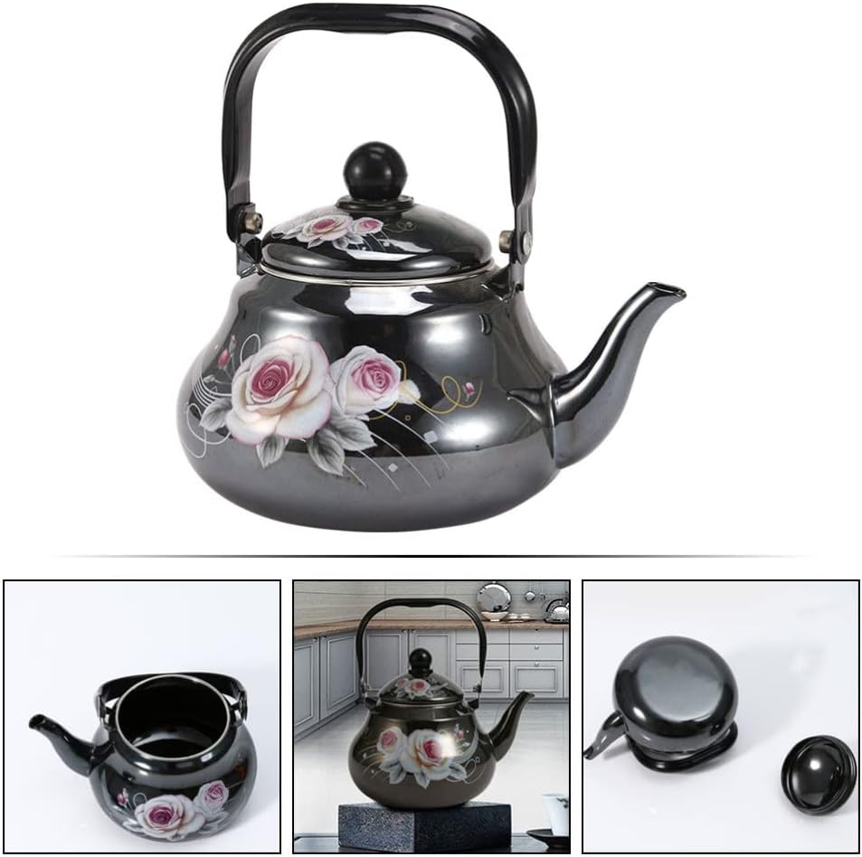 BESTonZON Vintage Wasserkocher Emaille Vintage Wasserkessel Emaillierter Wasserkocher Teekessel Retr