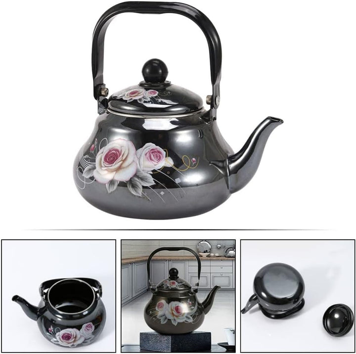 BESTonZON Vintage Wasserkocher Emaille Vintage Wasserkessel Emaillierter Wasserkocher Teekessel Retr