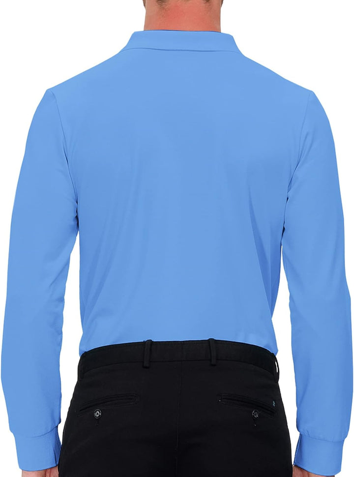 MoFiz Herren Poloshirt Langarm Baumwolle Polohemd Freizeit Polo Golf Wintershirts mit Kragen S Himme