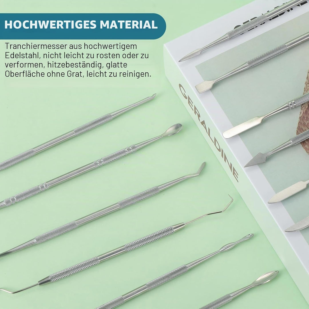 Coolty 12 Stück Tonwachs Schnitzer Werkzeuge, Doppelseitige Edelstahl-Wachs Ton Modellierung Schnitz