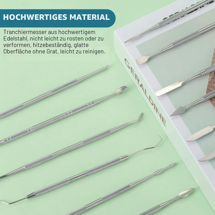 Coolty 12 Stück Tonwachs Schnitzer Werkzeuge, Doppelseitige Edelstahl-Wachs Ton Modellierung Schnitz