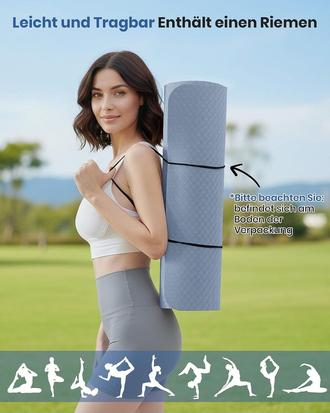 Oak &amp; Tea Yogamatte Rutschfest Fitnessmatte Umweltfreundliche TPE Sportmatte mit Tragegurt Gymnastik