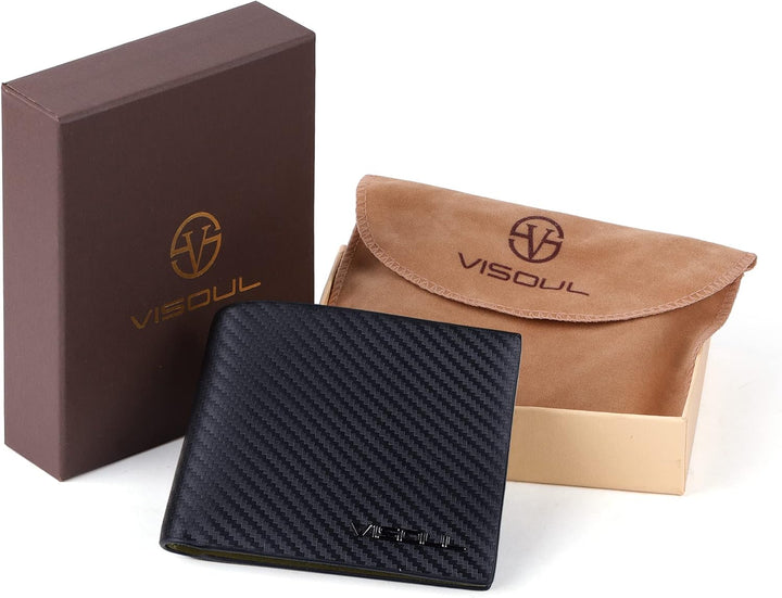 VISOUL Leder Geldbörse Herren mit ID-Fenster & RFID Schutz I Echtleder Geldbeutel für Männer I Porte