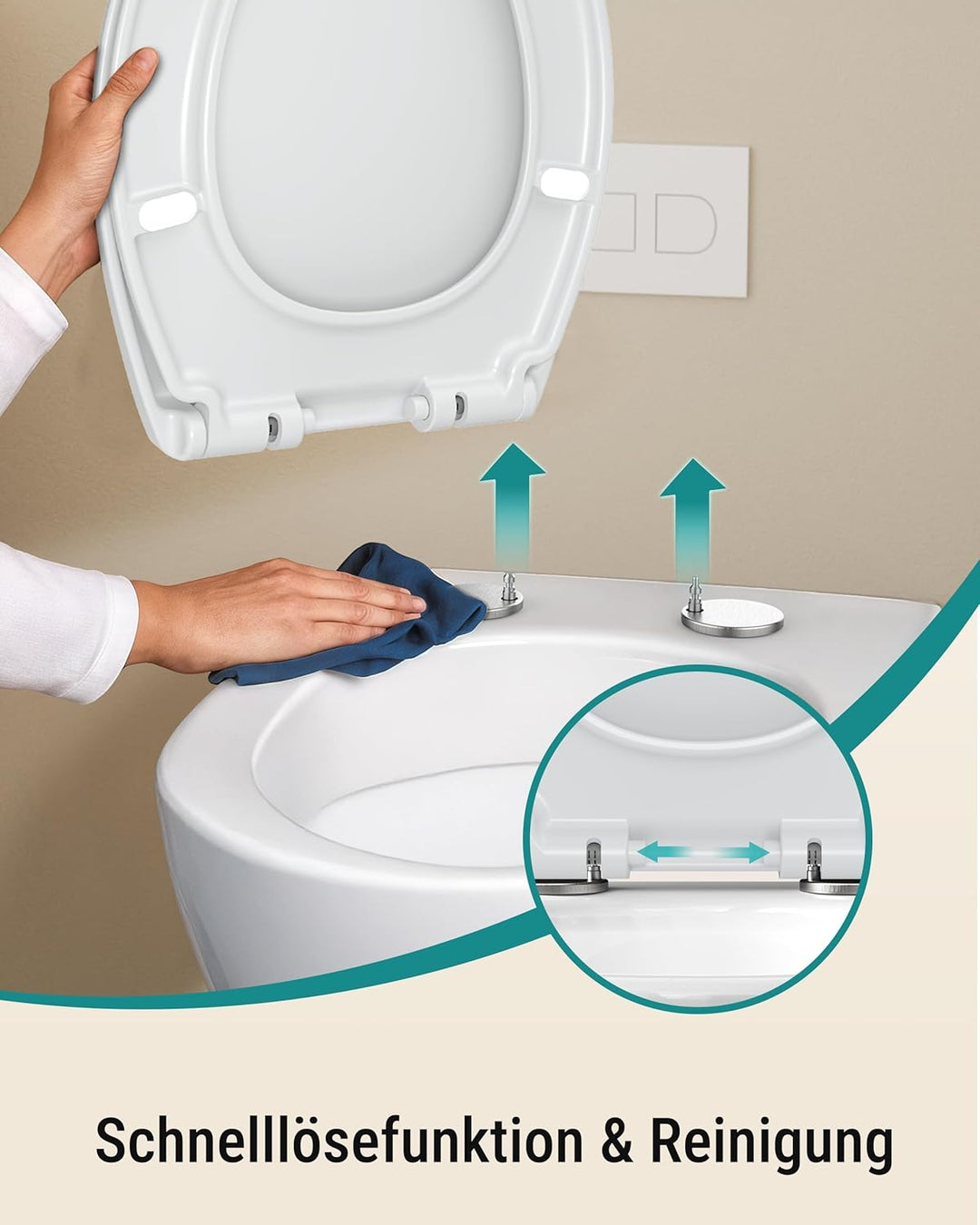HySail Hochwertiger Toilettendeckel mit Absenkautomatik, Schnellverschluss und Hygienischer Oberfläc
