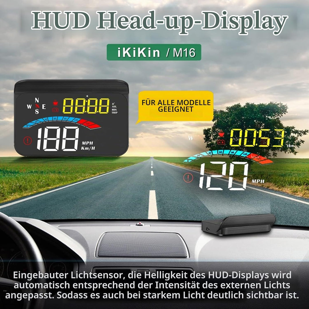 Head-Up-Display Auto, 3,5 Zoll GPS HUD für alle Autos und LKWs, Windschild-LED-Projektor, Reflexions