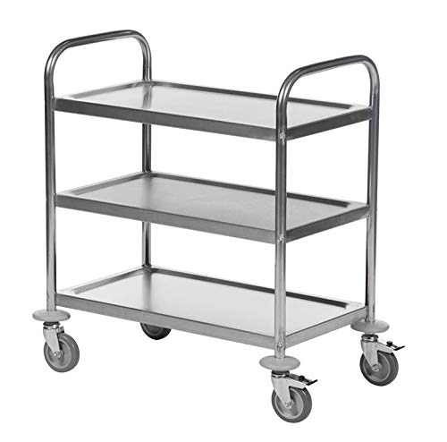 DS Edelstahl Rollwagen - Servierwagen - Speisewagen - Küchenwagen - Gastrowagen - Rostfrei mit 4 Len