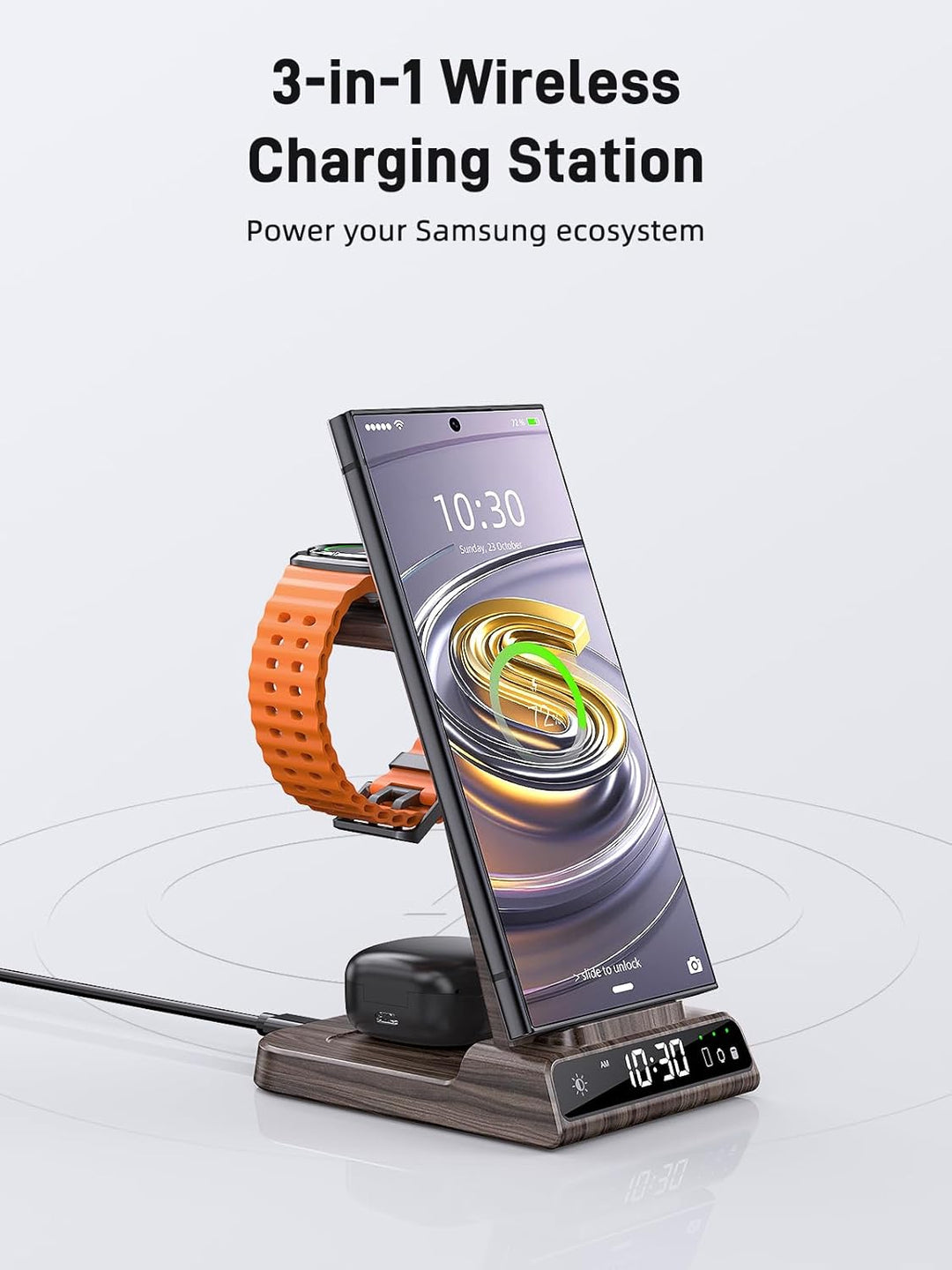 Wireless Charger für Samsung Galaxy S23 Ultra, Induktive ladestation für Samsung Watch 6, 3 in 1 lad