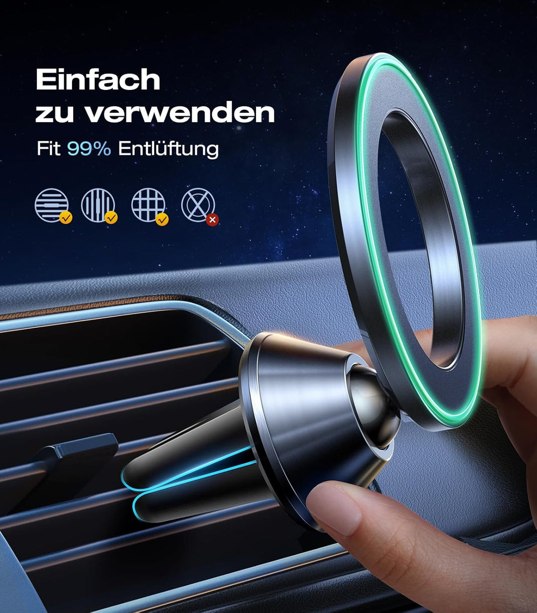 VICSEED Vollmetall Handyhalterung Auto Magnet für Mgasafe Autohalterung [20xN55 Stärkste Magneten] L