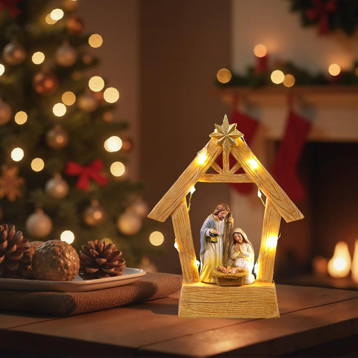 Krippenfiguren Set Weihnachtskrippe Mit Beleuchtung Weihnachtskrippen Indoor Tischkrippe mit Figuren