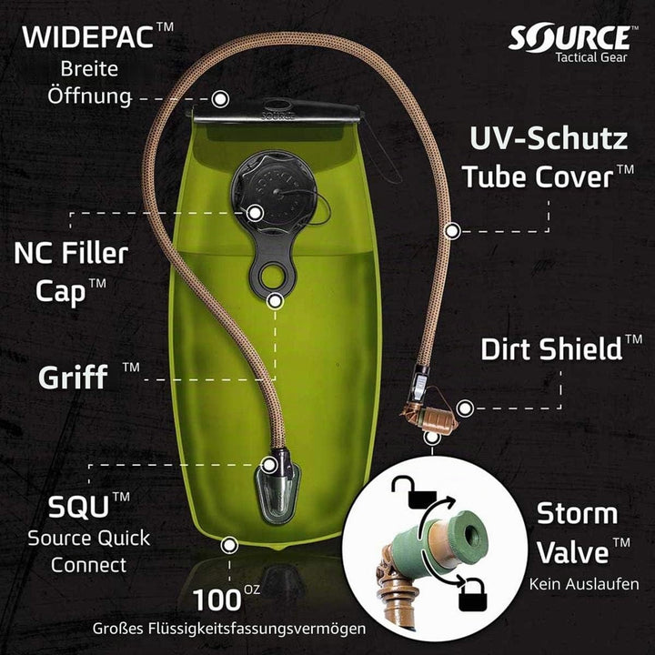 Source WXP Trinkblase Trinkrucksack Schwarz 2 Liter / 70 oz., Schwarz 2 Liter / 70 oz.