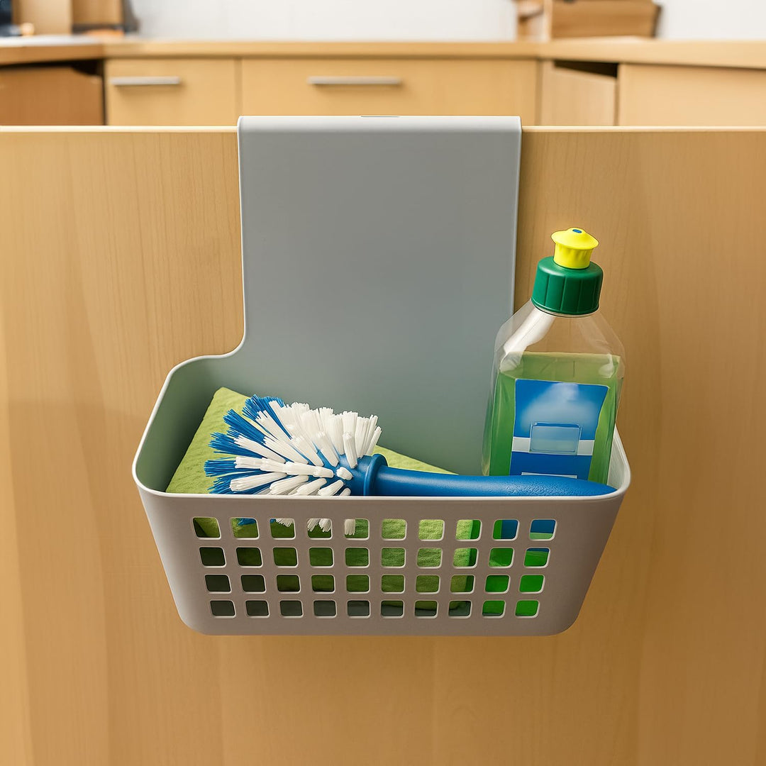 com-four® 2X Hängekorb, robuste Aufbewahrungsbox aus Kunststoff, Organizer für Küche, Bad und Kleide