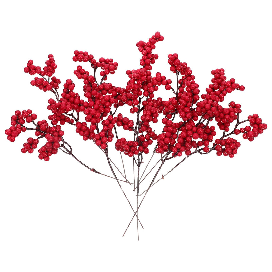 Beavorty 10st Künstliche Beeren Künstliche Rote Beerenzweige Gefälschter Weihnachtspickel Weihnachts