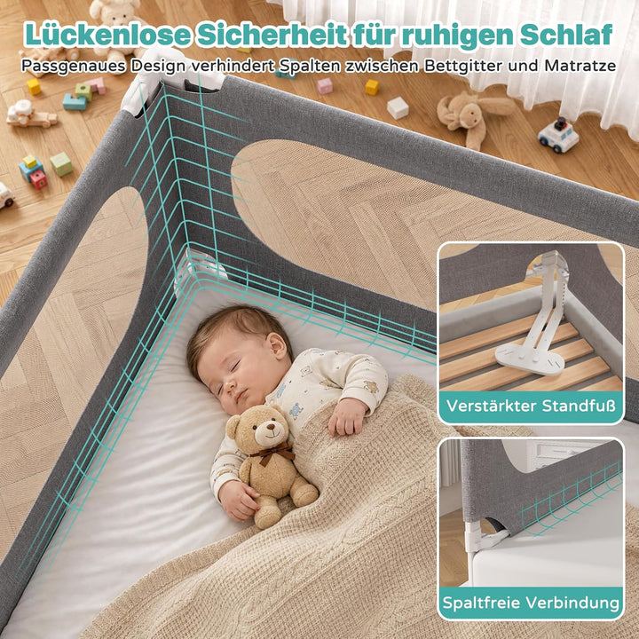 Redcoutt Bettgitter Rausfallschutz Bett, 180cm Bettschutzgitter | Kinderbettgitter zum vertikalen He