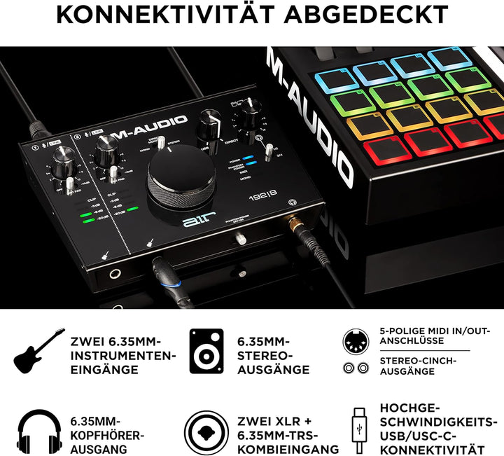 M-Audio AIR 192|8 - 2-in-4-out-USB Audio / MIDI-Schnittstelle mit MPC Beats und Ableton Live Recordi