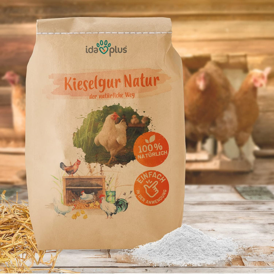 Ida Plus – Kieselgur Natur im Sack 12 &amp; 20 Liter – Kieselerde als Pulver – das Produkt für ihren Hüh