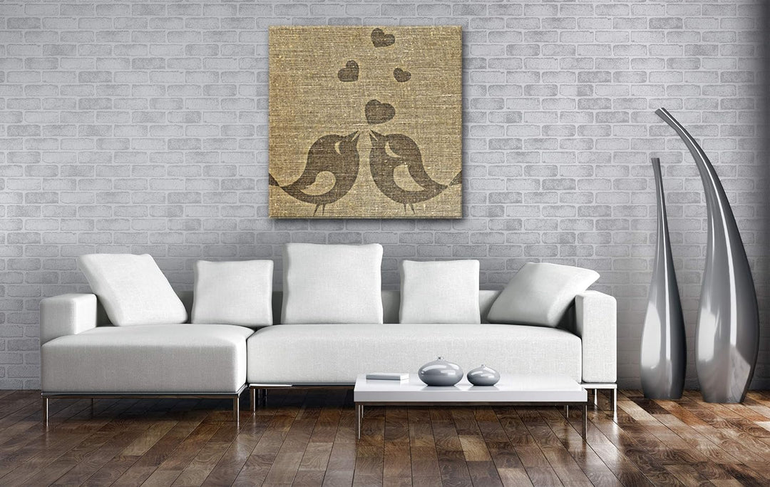deyoli Zeichnung von Zwei liebenden Vögeln Format: 60x60 als Leinwandbild, Motiv fertig gerahmt auf