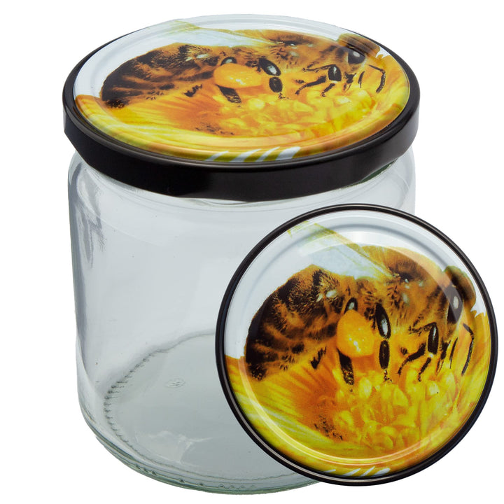 Twist-Off-Honiggläser (36 Stk) mit Metalldeckel (500g) (Deckel: Biene) 500g Deckel: Biene 36, 500g D