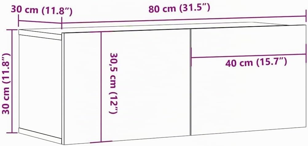 vidaXL TV Schrank mit 2 Klapptüren TV Möbel Hängeboard Lowboard Fernsehschrank Fernsehtisch Sideboar
