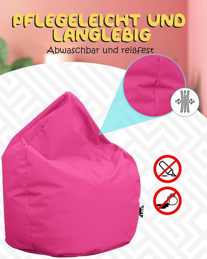 PATCH HOME Patchhome Sitzsack Tropfenform mit Reissverschluss Nachfüllbar - für In &amp; Outdoor - mit S