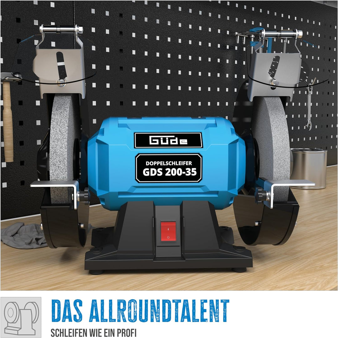 Güde Doppelschleifer GDS 200-35 (350 W, 2980 1/min Motordrehzahl, Grob- & Feinschleifscheibe 36|60 K