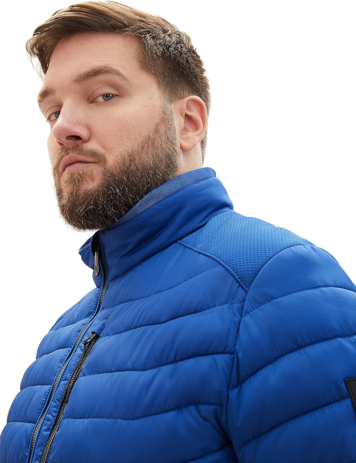 TOM TAILOR Herren Hybrid Steppjacke mit Stehkragen XXL 19168 - Hockey Blue, XXL 19168 - Hockey Blue