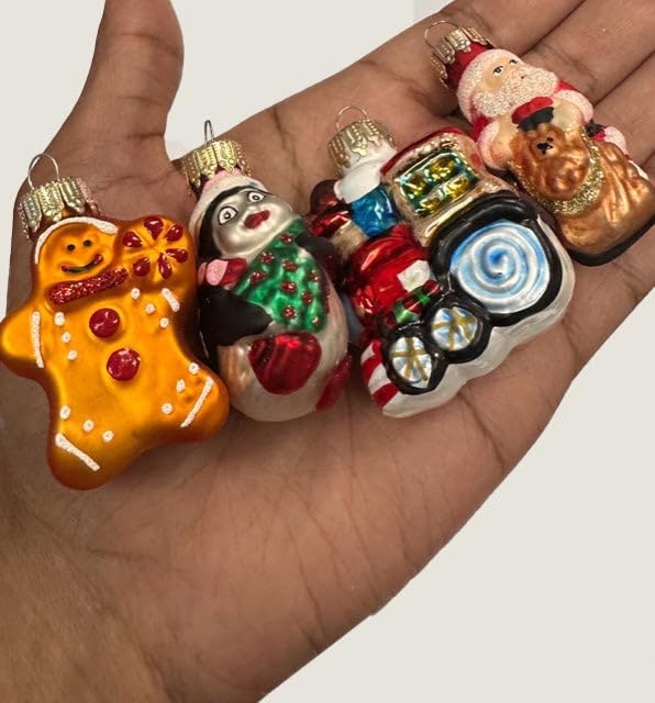 Adventskalender Weihnachtskalender mit Mini-Glasfiguren 4 cm Baumschmuck mundgeblasen und handdekori