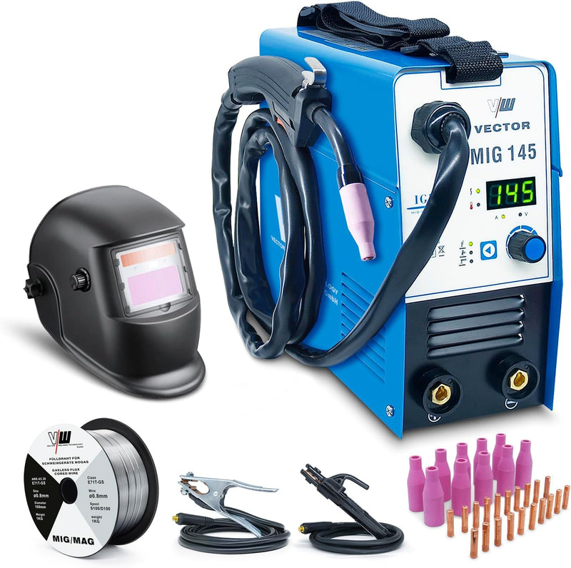 Fülldraht Schweissgerät ohne Gas - SET 33-teilig - Drahtschweissgerät mit 145 Amp & Elektrodenschwei