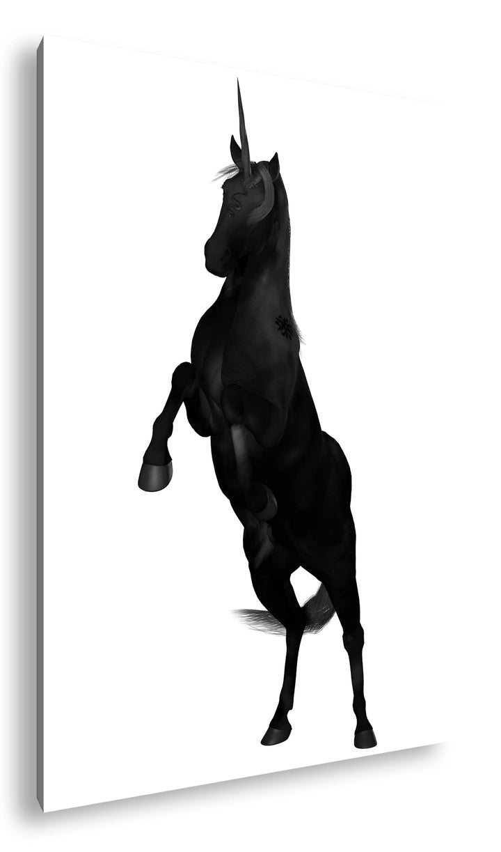 deyoli schwarzes Einhorn Format: 80x60 Effekt: Schwarz&Weiss als Leinwandbild, Motiv fertig gerahmt
