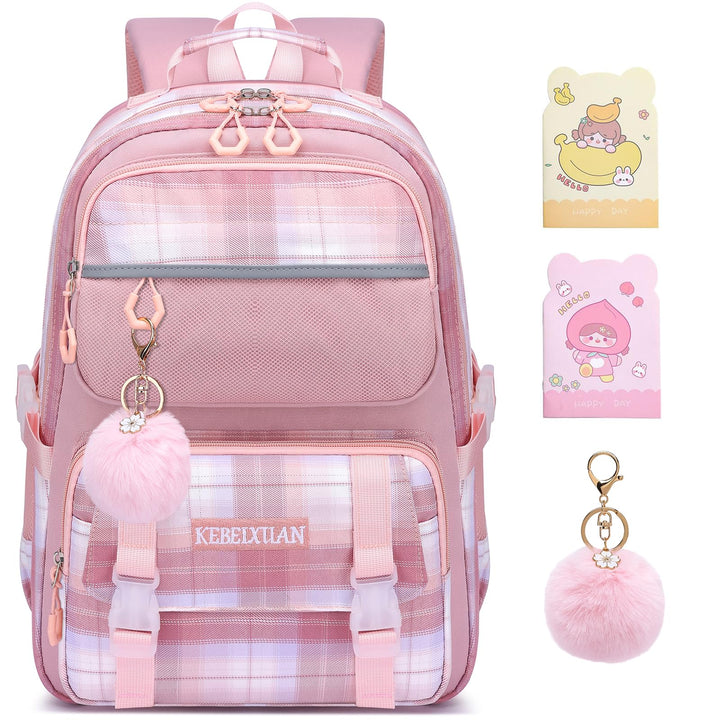 KEBEIXUAN Schulrucksack Mädchen, 25L Rucksack Kinder mit Brustgurt, Leichter Schultasche für Grundsc