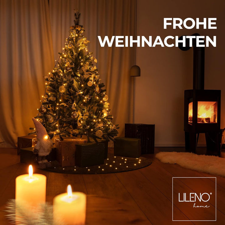 LILENO HOME Weihnachtsbaumdecke LED grau 20 Sterne mit 8 Leuchtfunktionen - Christbaumdecke als Bode