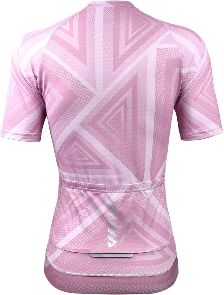 Wulibike Radtrikot Damen Langarm Fahrradtrikot Atmungsaktiv Rennrad Trikot mit 3 Rückentaschen, 2-vi