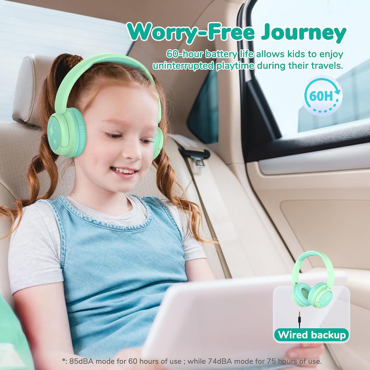 iClever BTH22 Bluetooth Kopfhörer Kinder 60H Spielzeit Reisen Tablet PC | SafeSound Tech3.0, Stereo