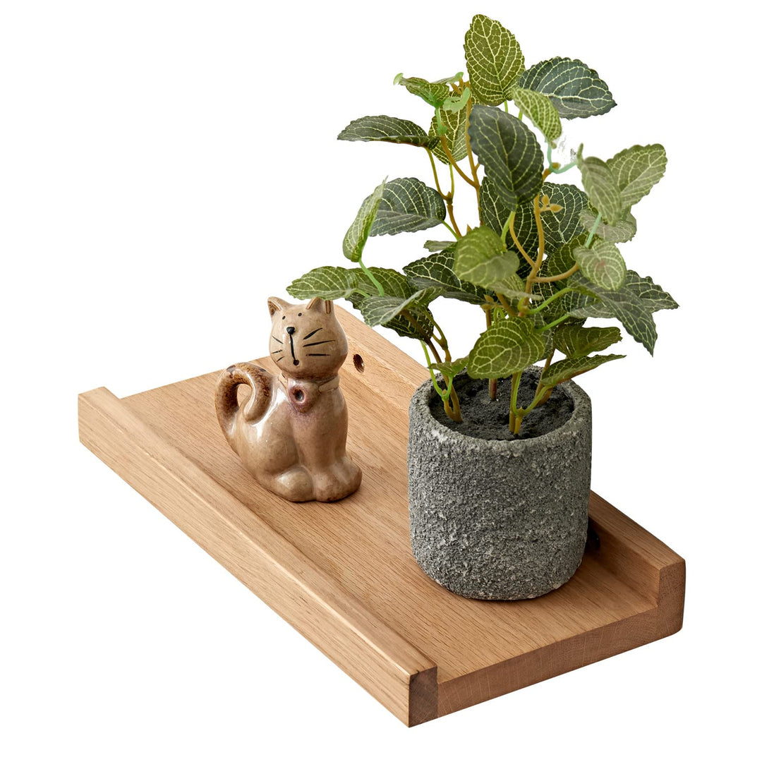 OAKERLAND Schweberegal Eiche Massiv Bilderleiste Holz 30cm Klein Wandregal für Küche, Wohnzimmer, Sc