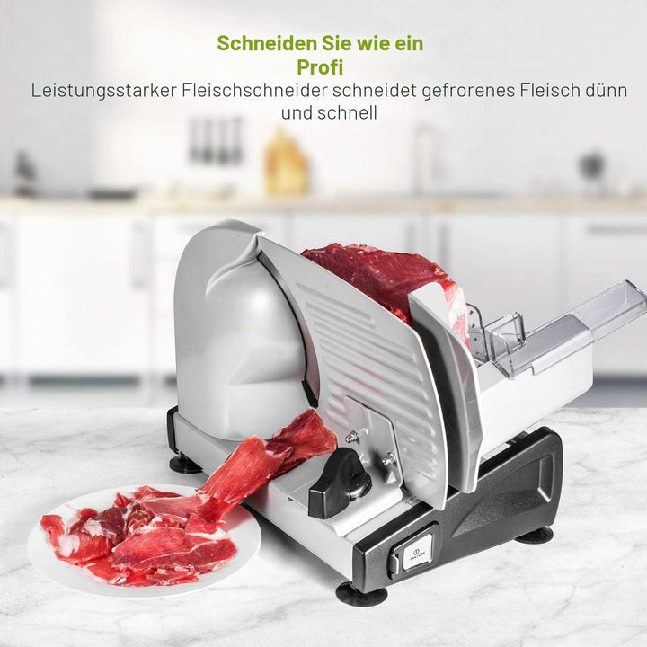 Elektrischer Fleischschneider, mit Kindersicherungsschutz, abnehmbare 19 cm Edelstahlklinge und Lebe