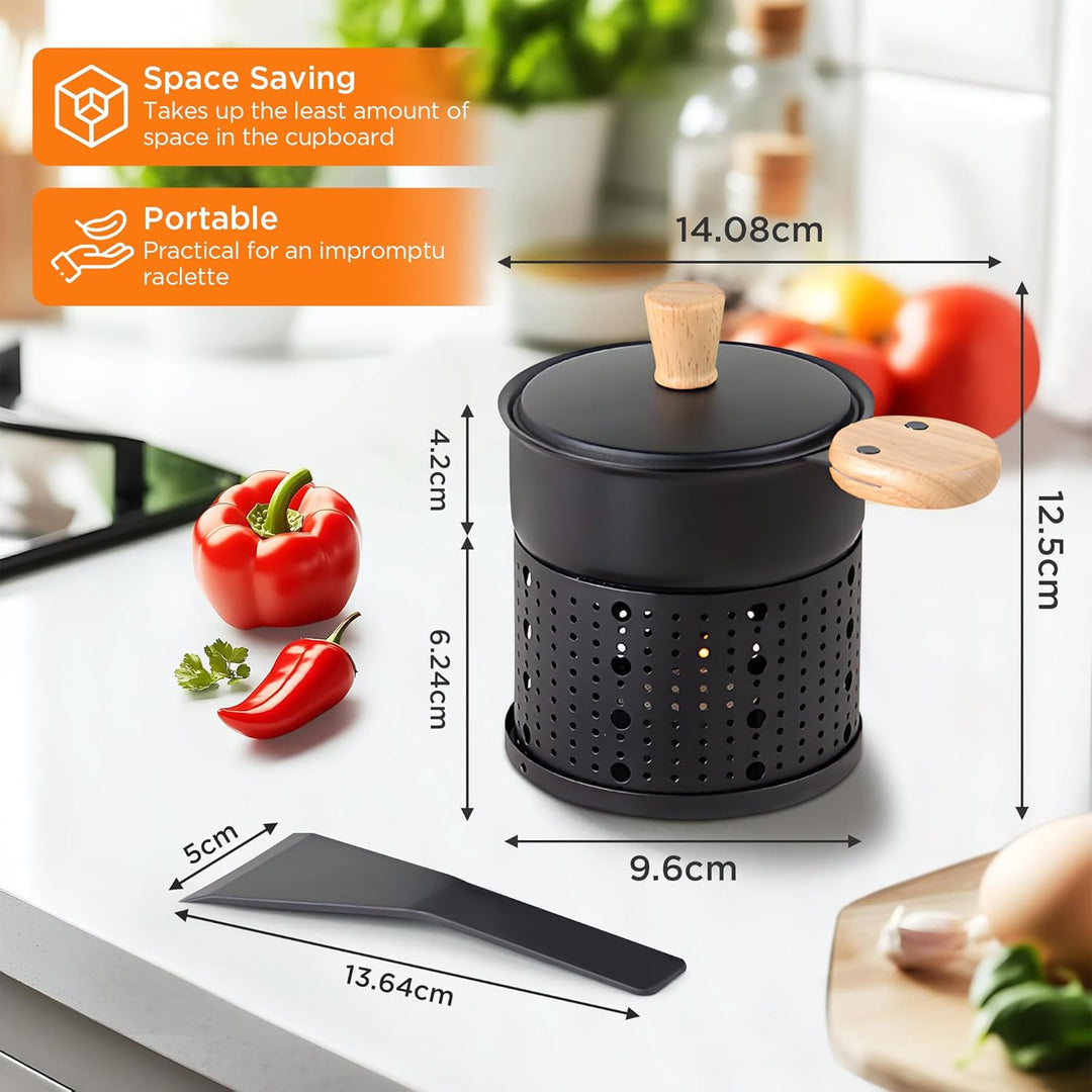 ipow 4er Set Mini Raclette Grill, Racletteofen Set antihaftbeschicht Kerzenraclette für Teelichter,