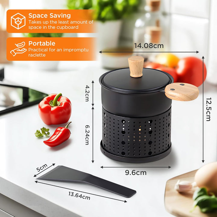 ipow 4er Set Mini Raclette Grill, Racletteofen Set antihaftbeschicht Kerzenraclette für Teelichter,