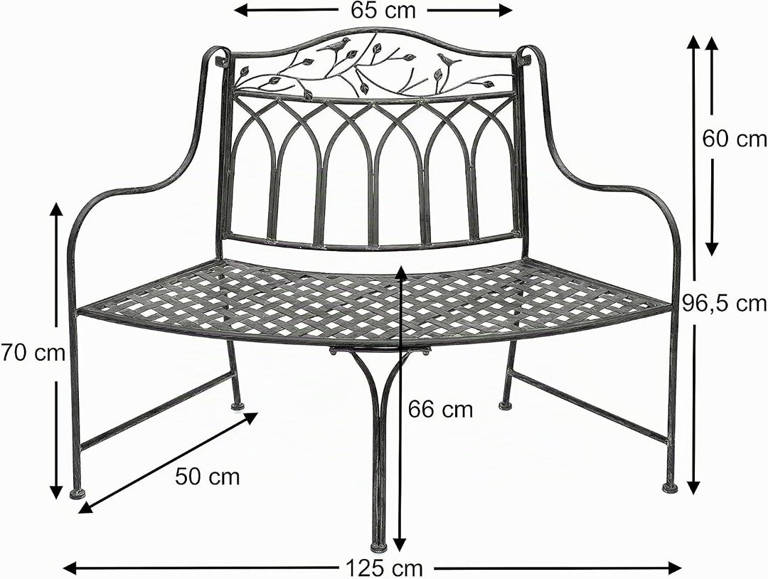 DanDiBo Gartenbank Wetterfest Halbrund aus Metall Braun 96002 125 cm Bank Metallbank Sitzbank Garten