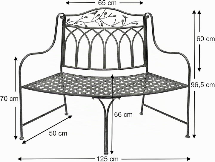 DanDiBo Gartenbank Wetterfest Halbrund aus Metall Braun 96002 125 cm Bank Metallbank Sitzbank Garten