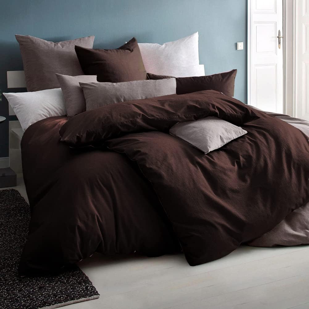 Kissenbezug 80x80 2er Set - Kopfkissenbezug 80 x 80 Braun 100% Mikrofaser bügelfrei & knitterfrei mi